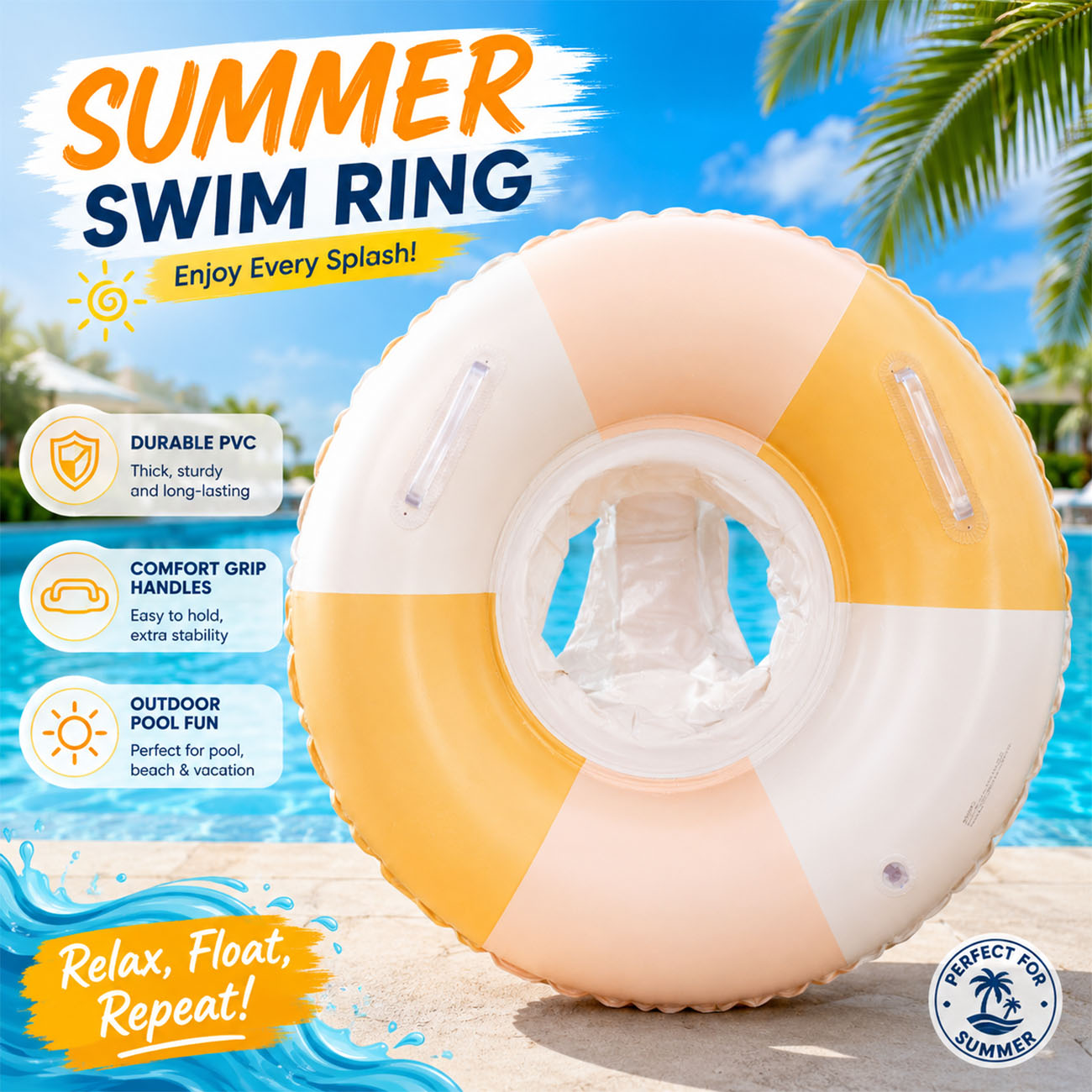 Pool Float Ring Inflatable - Flotador Inflable para Piscina, Anillo de