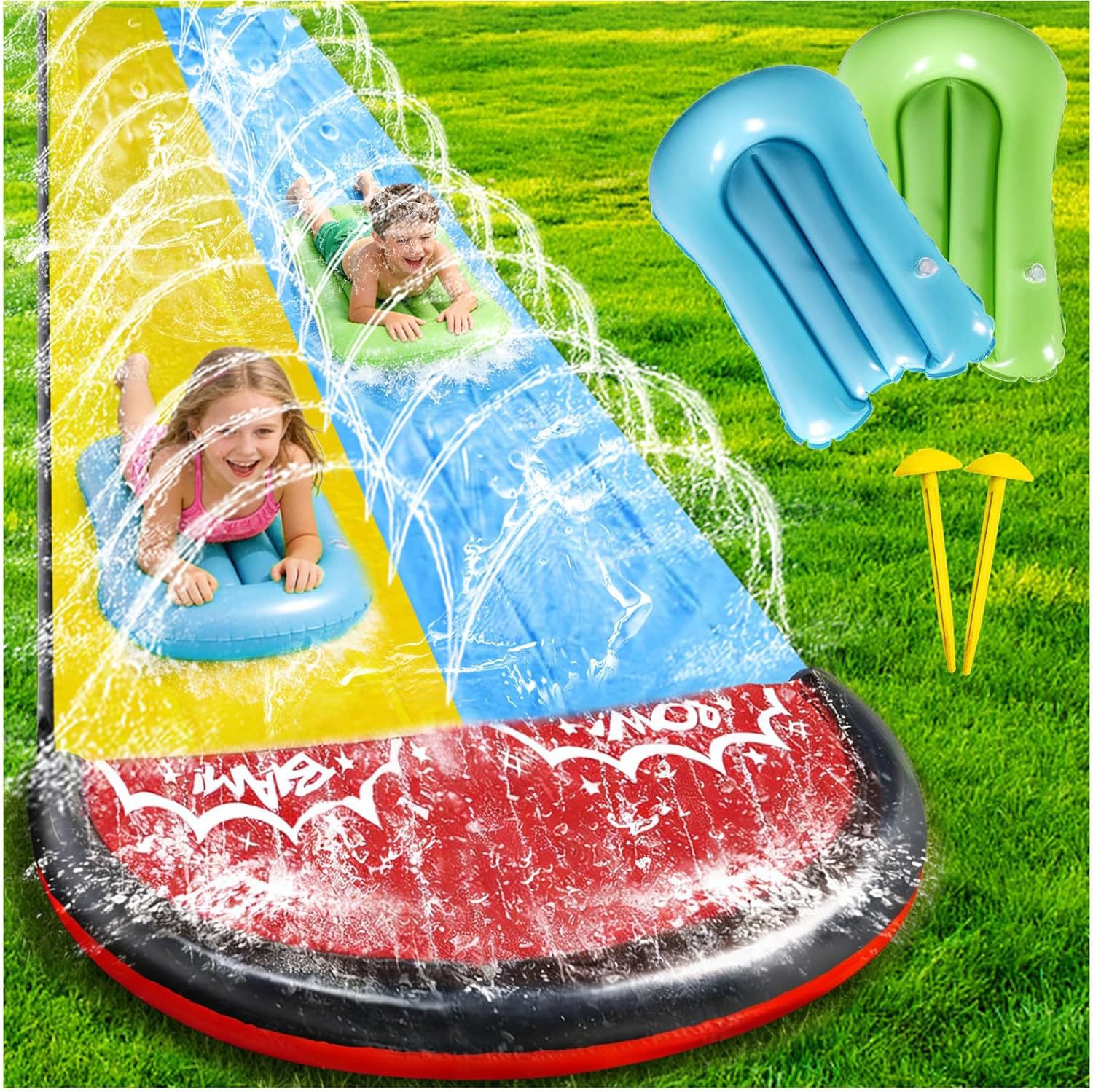 Water Slide Inflatable - Tobogán Acuático Inflable de 480x75CM, Tapete