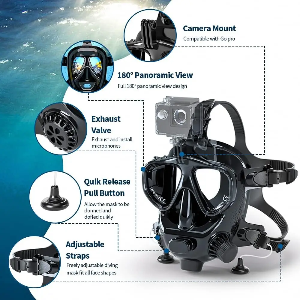 Snorkel Mask Full Face - TRIMIX Máscara de buceo de cara