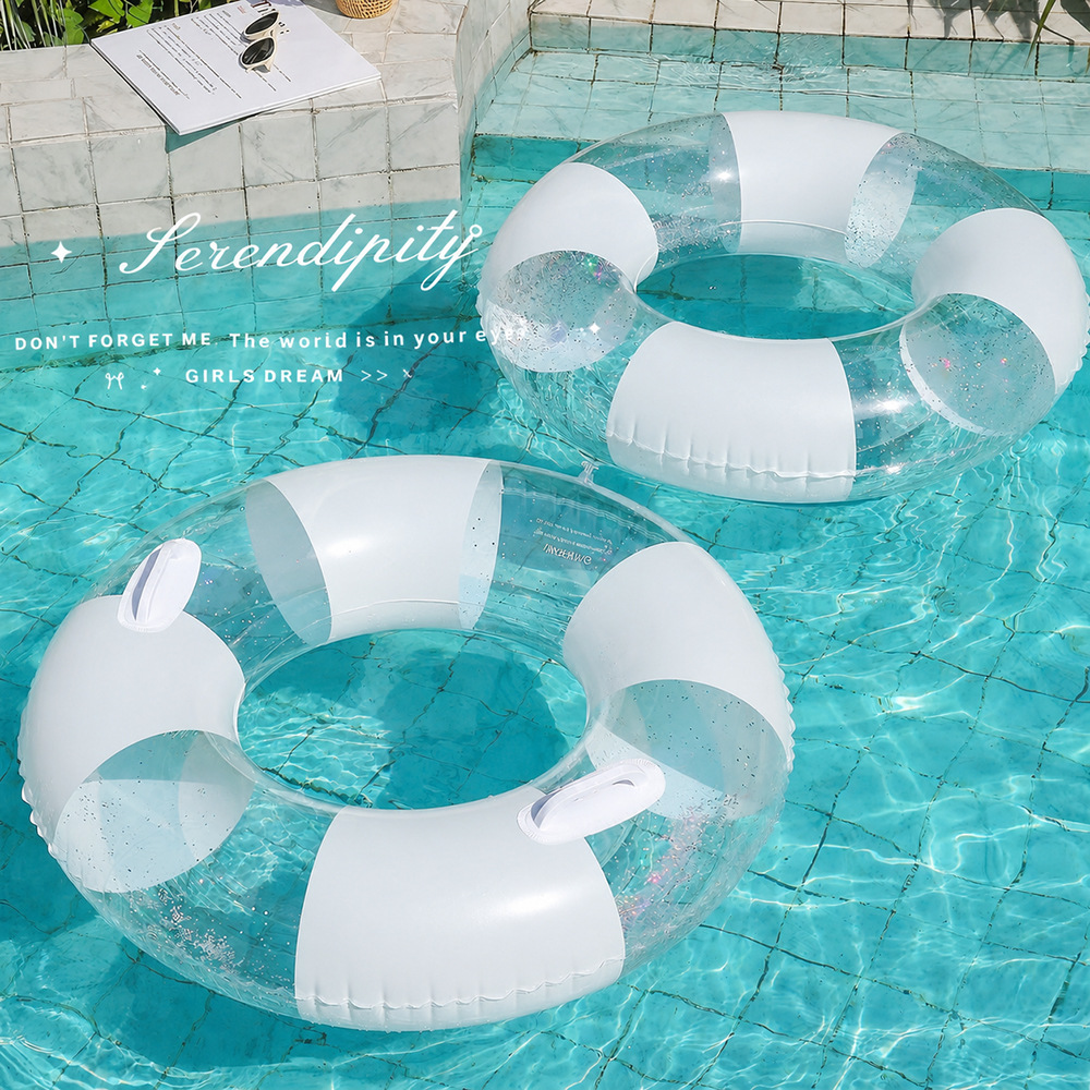 Pool Float Ring Inflatable - Flotador Transparente para Adultos, Anillo Inflable