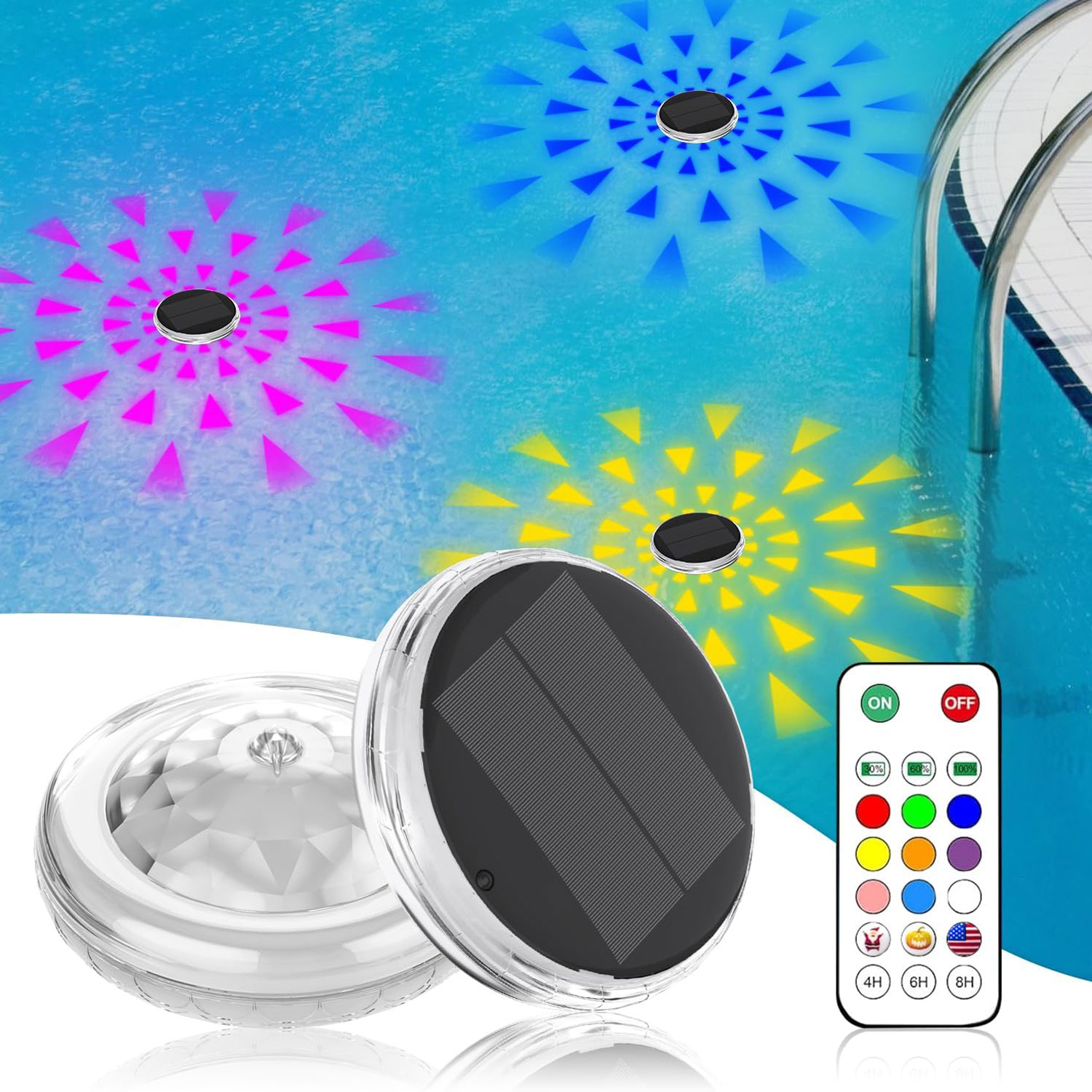 Luces de piscina, flotantes re - Pool Light Solar Rechargeable reseña y precio