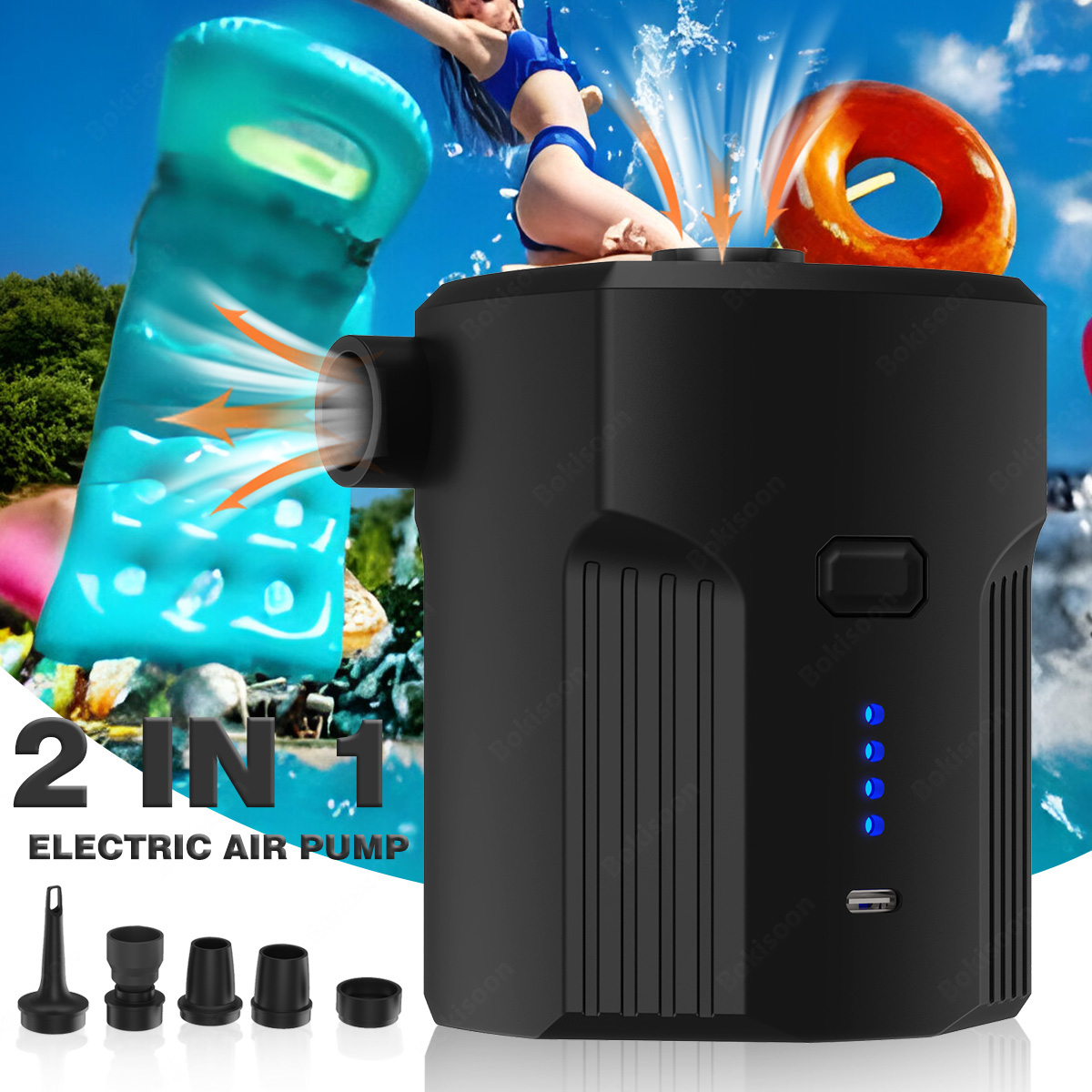 Bomba de aire eléctrica portát - Pool Lounger Inflatable reseña y precio