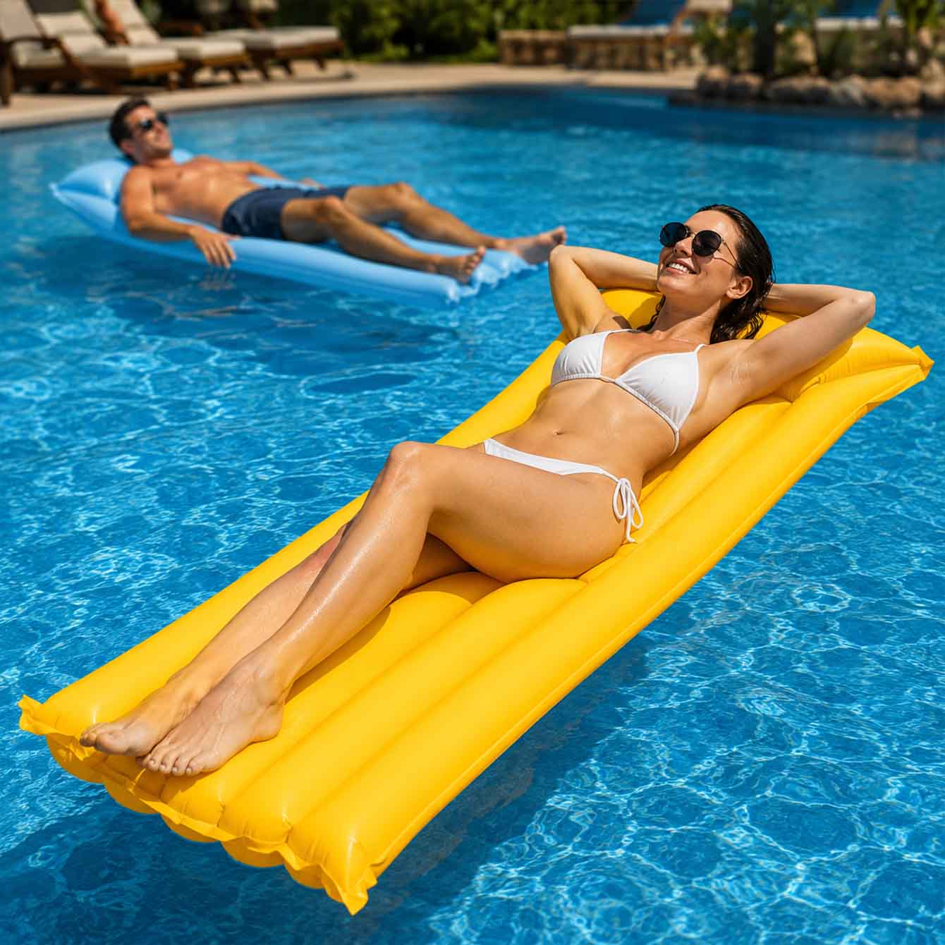 Colchón inflable para piscina, - Pool Lounger Inflatable reseña y precio
