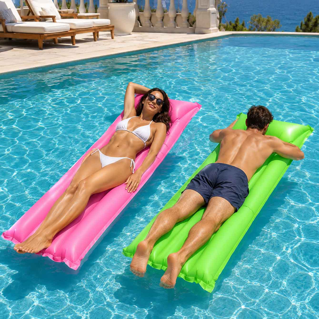 Colchón inflable para piscina, - Pool Lounger Inflatable reseña y precio