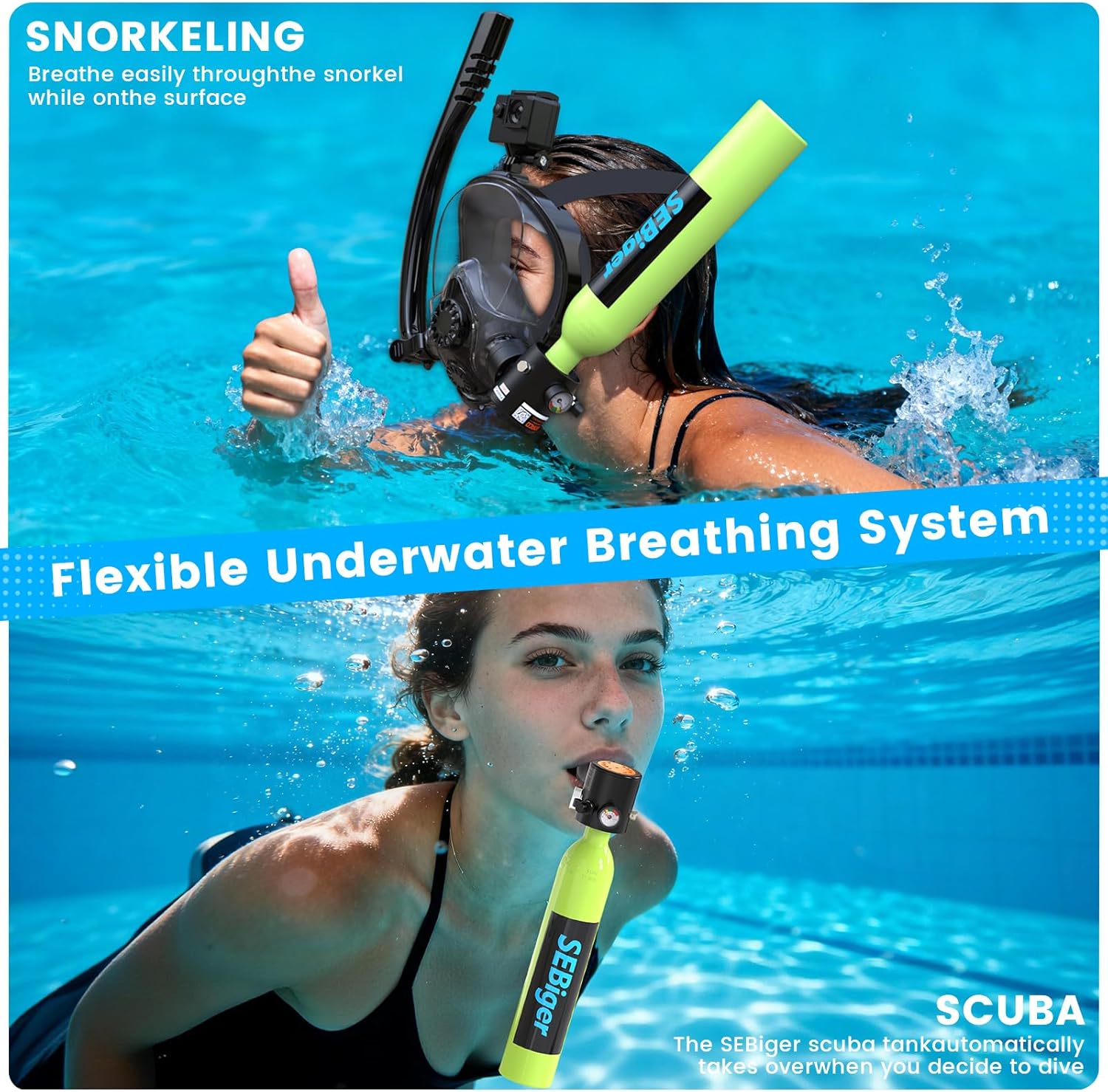 Mini Tanque de Buceo de 0.5L c - Snorkel Mask Full Face reseña y precio